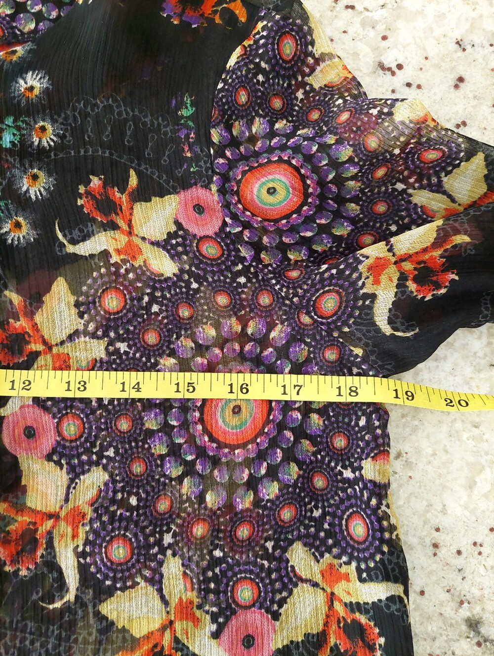 Desigual Semi-Sheer Mandala Print Chiffon Tunic Blouse Size M/L - Picture 11 of 13